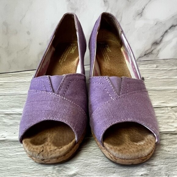 Toms Lavender Orchid Peep Toe Wedge Heel Sandals - Picture 4 of 14